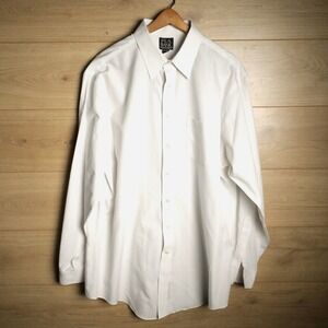 JOS A BANK Traveler Collection Tailored Fit 100% Cotton Shirt 17 1/2 36 White